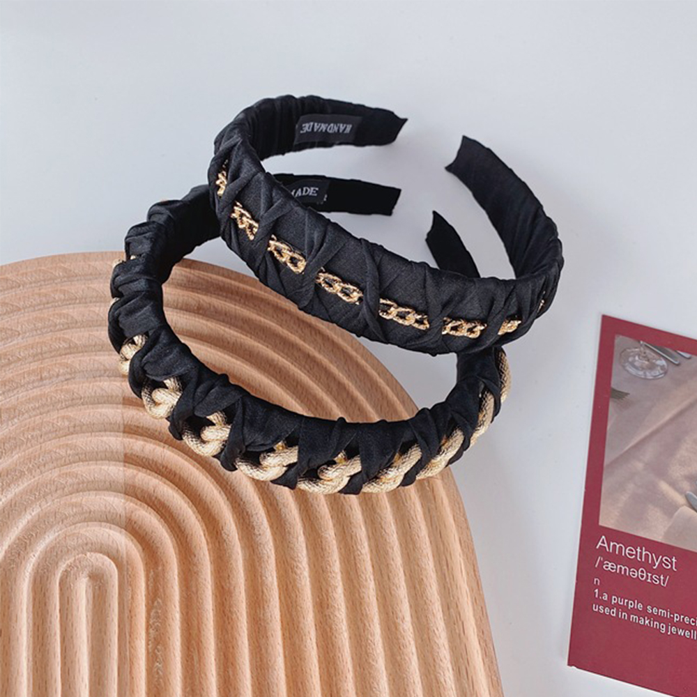 FORBETTER Headwear Chain Headband Fashion Women Turban Hair Accessories Knotted Women Braided Korean Metal Chain Vintage Head Hoop