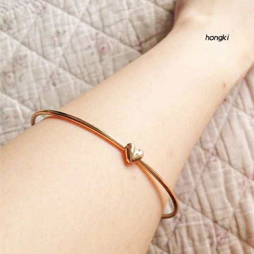 Vòng Tay Hợp Kim Mặt Hình Trái Tim Xinh Xắn Cho Nữ