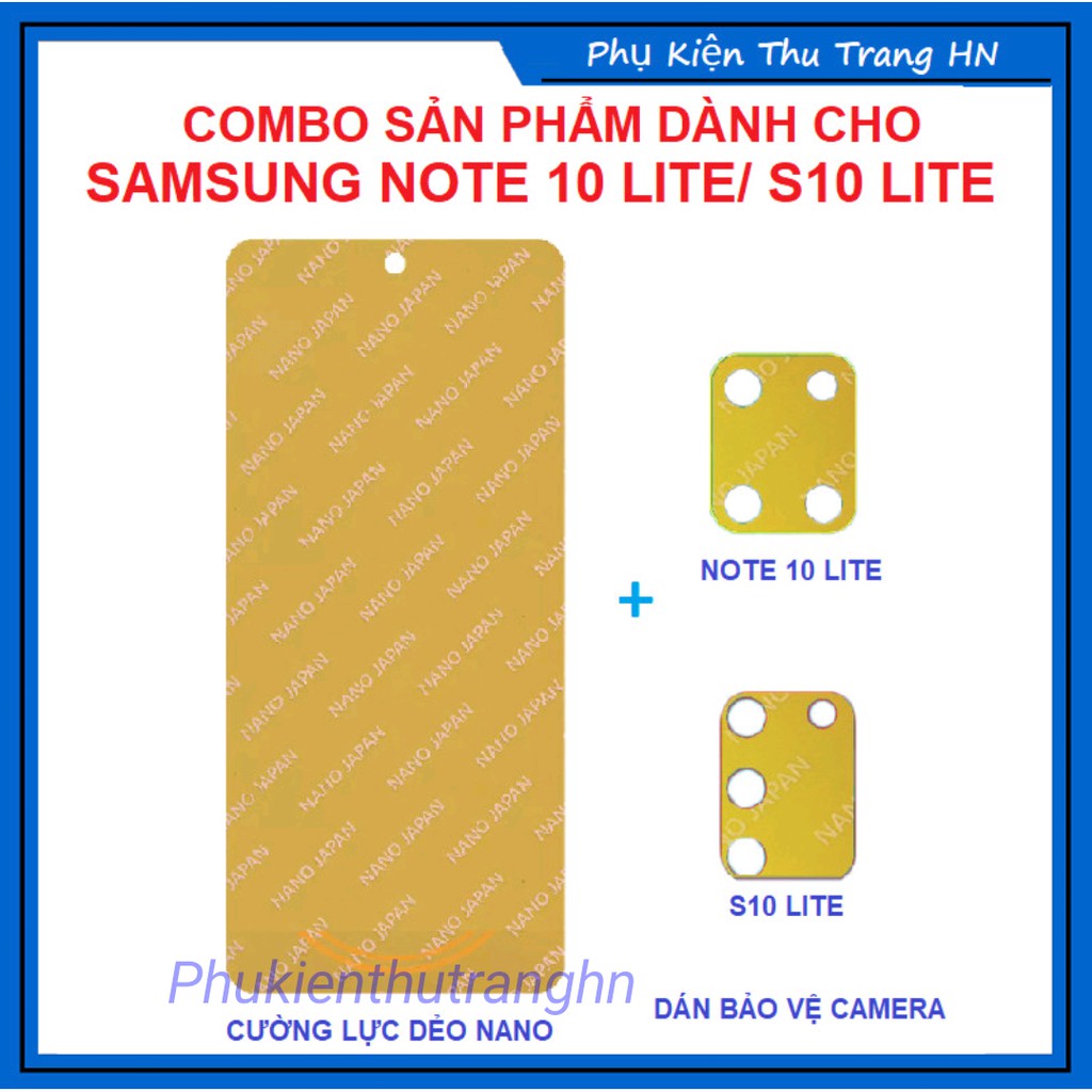 Combo Samsung Note 10 Lite/ S10 Lite dán cường lực dẻo nano full 98% + dán bảo vệ camera - phukienthutranghn