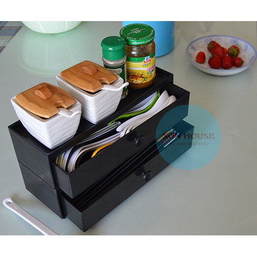 Hộp đựng đũa muỗng thìa 2 tầng bằng melamine