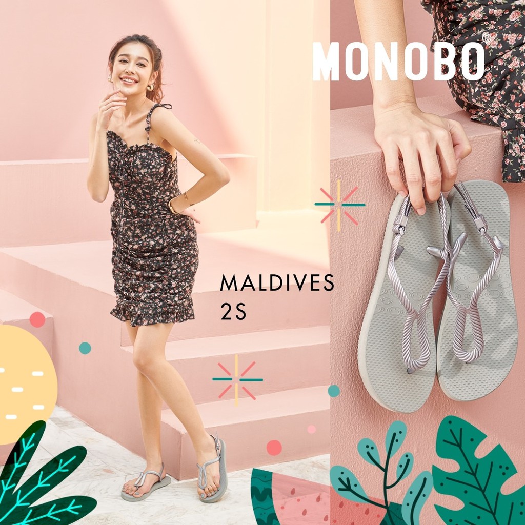 Giày Sandal nữ đế cao su xốp quai kẹp dây mảnh Thái Lan Monobo Maldives S2