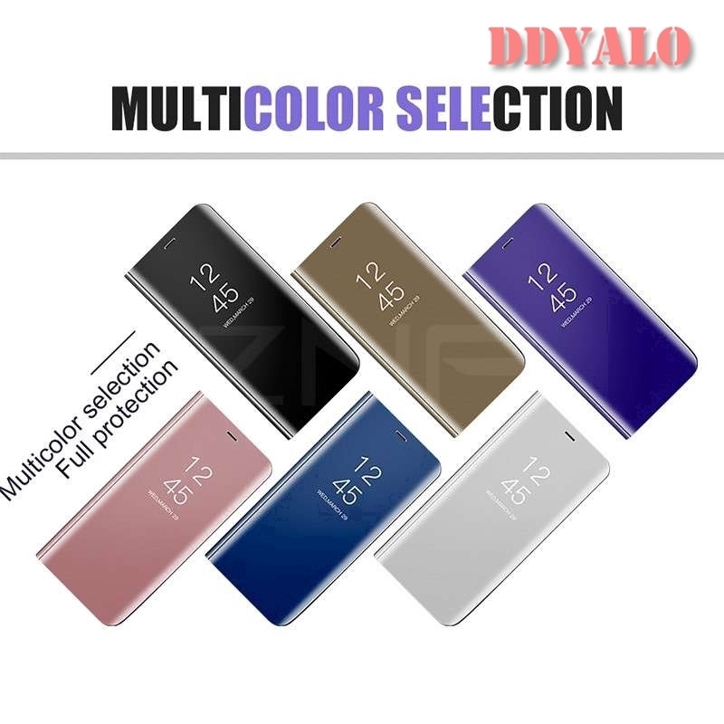 Bao điện thoại có gương gập thông minh bằng da cho Samsung Galaxy J7 PLUS/C8/A6 Plus/J8 2018