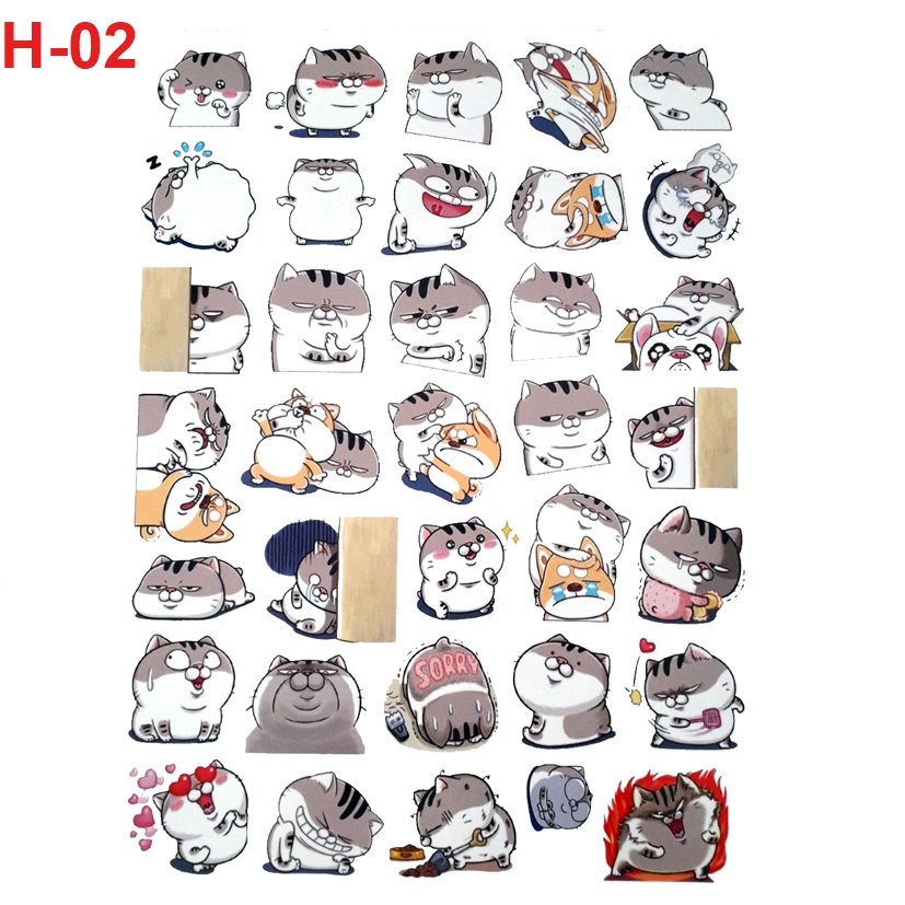 Sticker/ Hình dán mèo AMI bụng bự dùng trang trí điện thoại, laptop, sổ tay, thiệp....