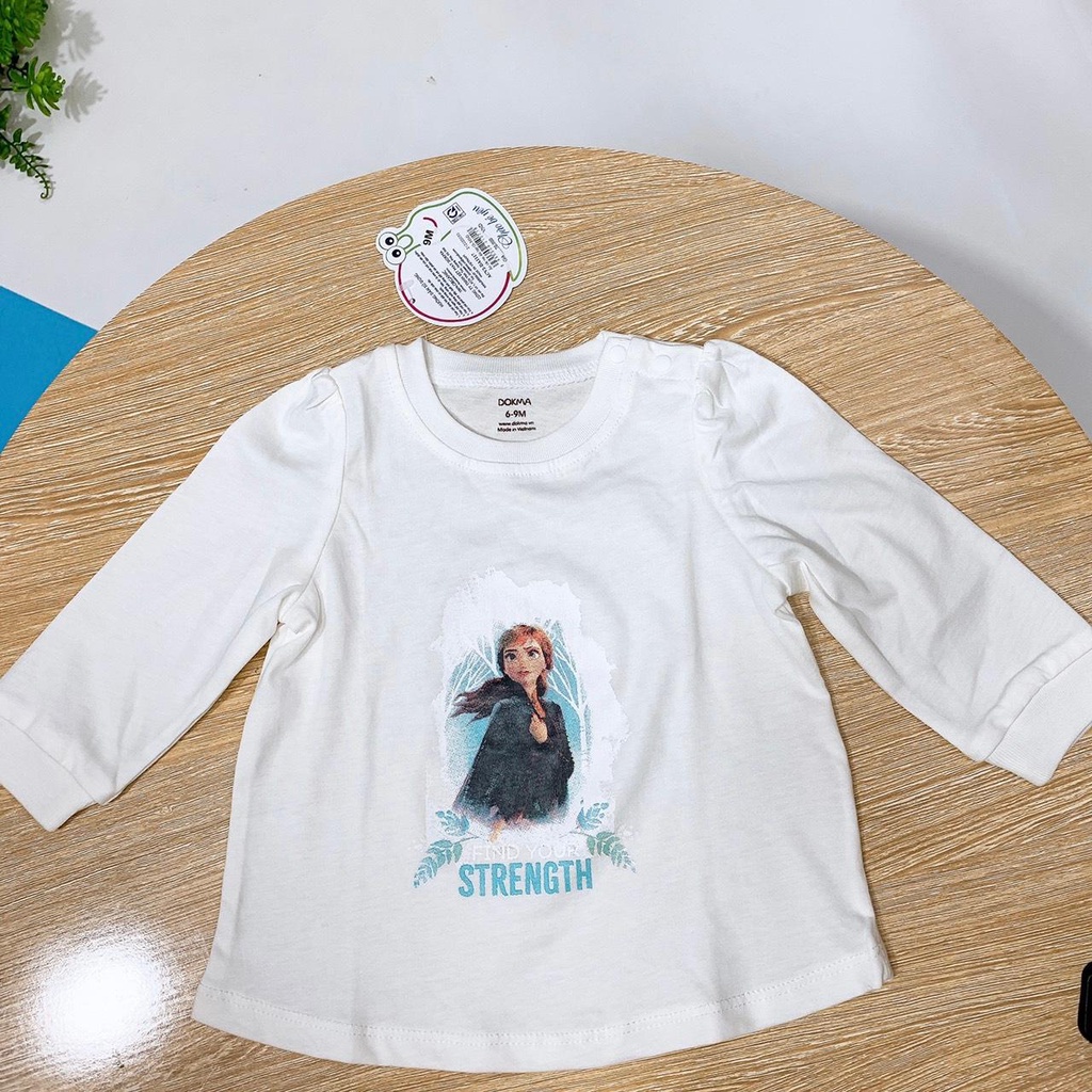 Áo dài tay cài vai cotton mỏng điều hòa Dokma bé gái (6-36 tháng)