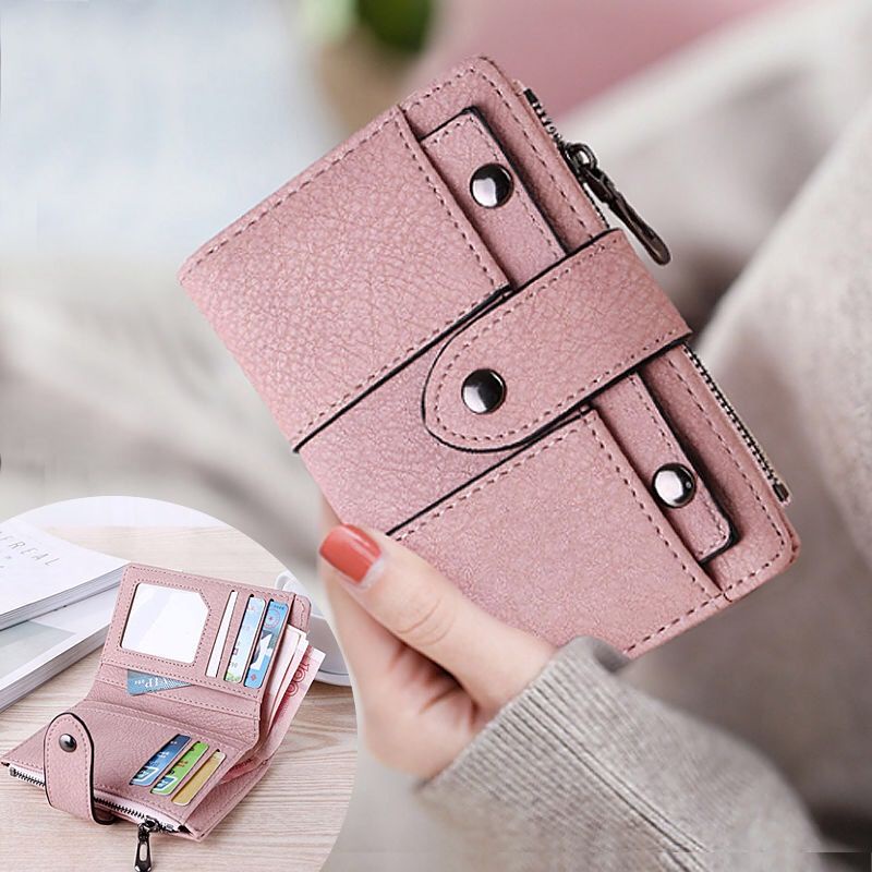 Ví Ngắn Nhiều Ngăn Đựng Thẻ Cài Khóa Thiết Kế Dễ Thương