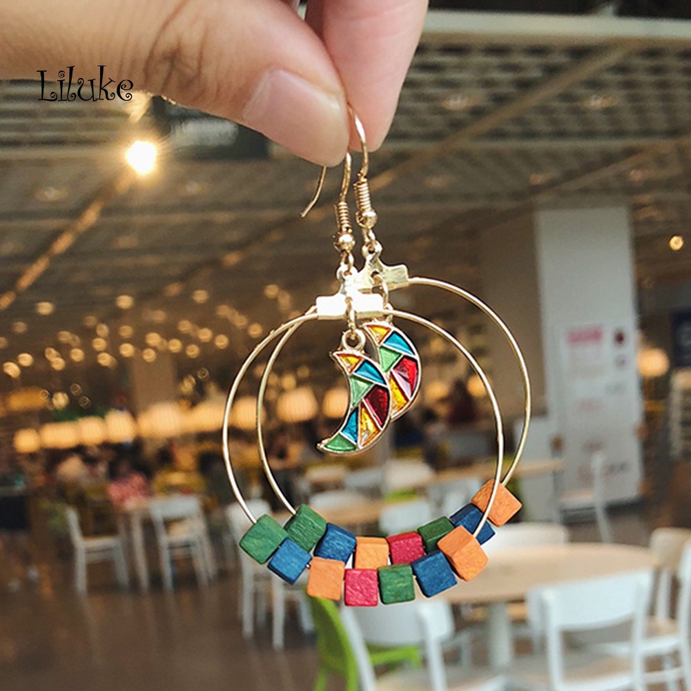 Đôi Khuyên Tai HìNh MặT Trăng Và TròN ĐộC ĐáO ThờI Trang Cho Nữ