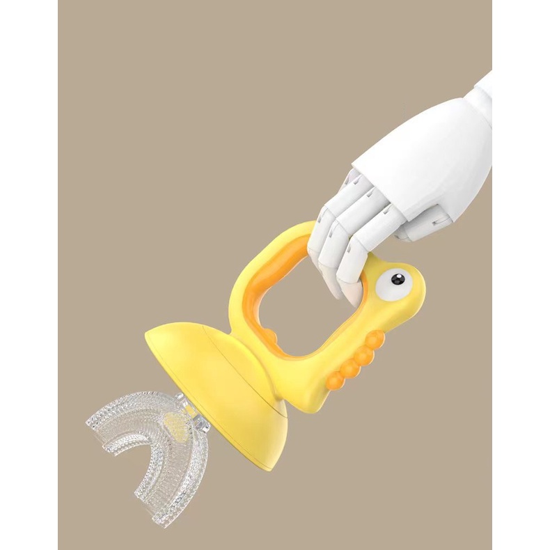 Bàn chải chữ U cho bé silicone siêu mềm có kèm cốc đánh răng tiện lợi