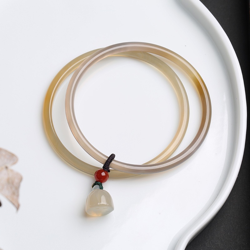 [Hàng Mới Về] Mặt Trang Sức Nhẫn Màu Xám Đá Canxedony