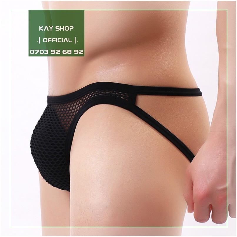 Quần lót jockstrap sexy dây khoe mông pha lưới - Quần sịp nam xuyên thấu định hình bờ mông gợi cảm ko kèm miếng lót kiu