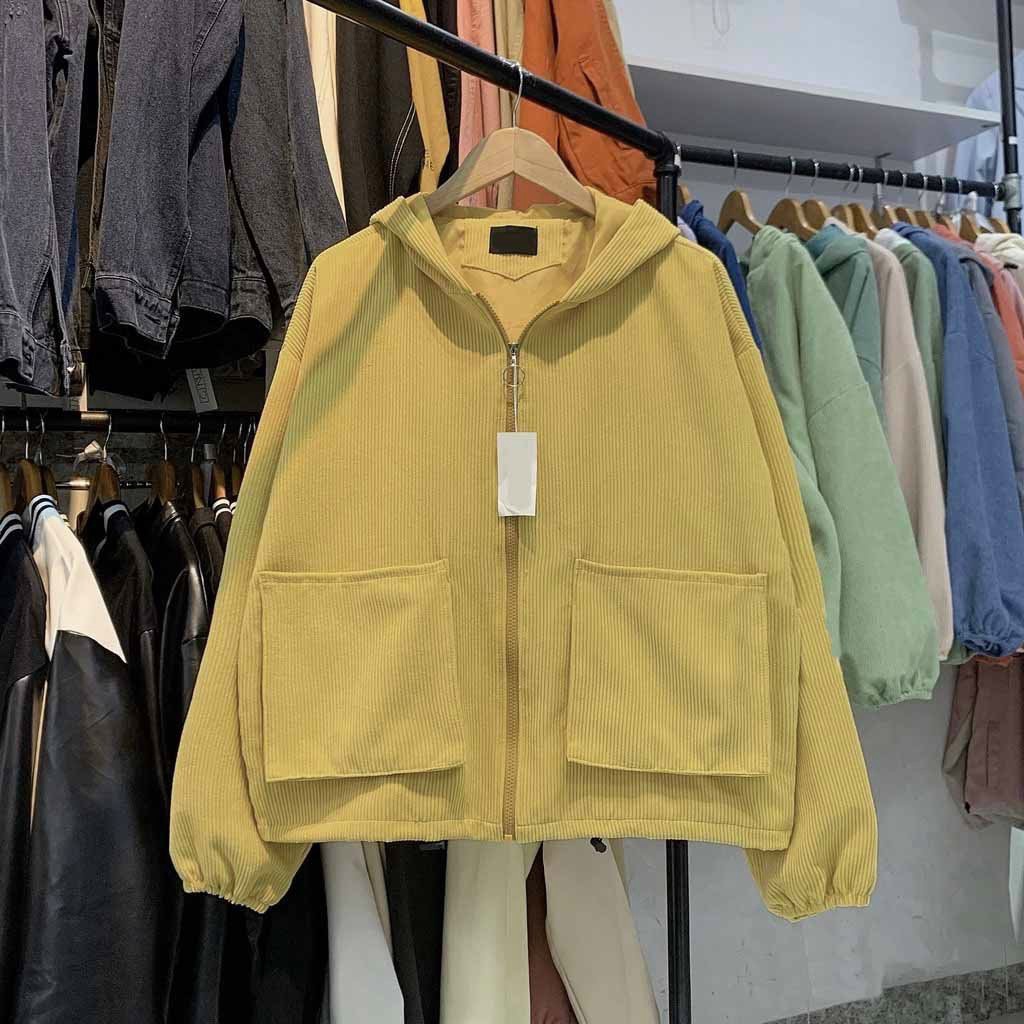 Áo khoác chống nắng nhung tăm gân nữ form rộng đẹp ulzzang