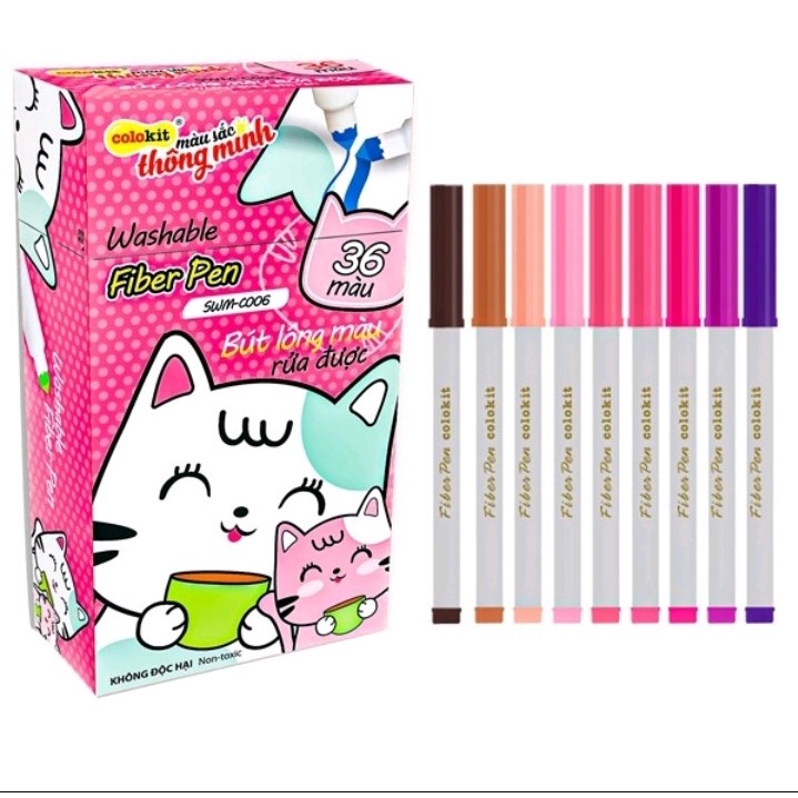BÚT LÔNG MÀU Fiber Pen Colokit 36 Màu, Bút Viết Calligraphy, Hán Tự, Thư Pháp