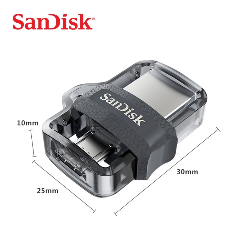 Ổ đĩa flash USB3.0 OTG SanDisk 2 trong 1 mini dung lượng 16GB 32GB 64GB 128GB 256GB tốc độ cao cho cho PC/Android