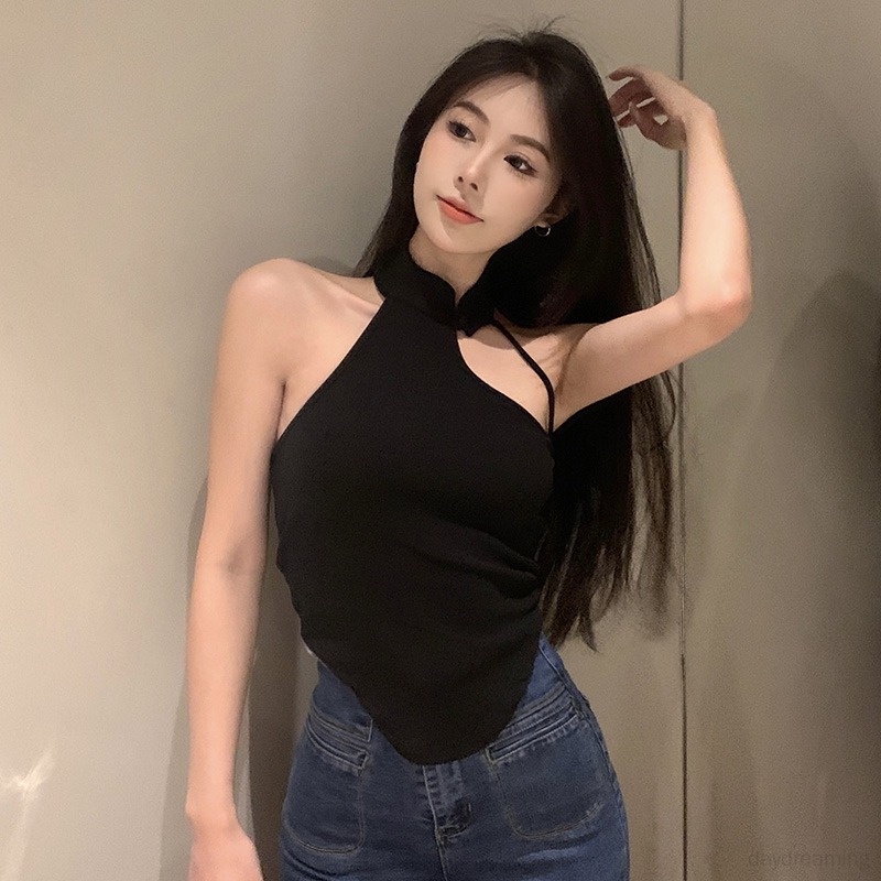Áo Croptop Sát Nách Phong Cách Retro Quyến Rũ Cho Nữ