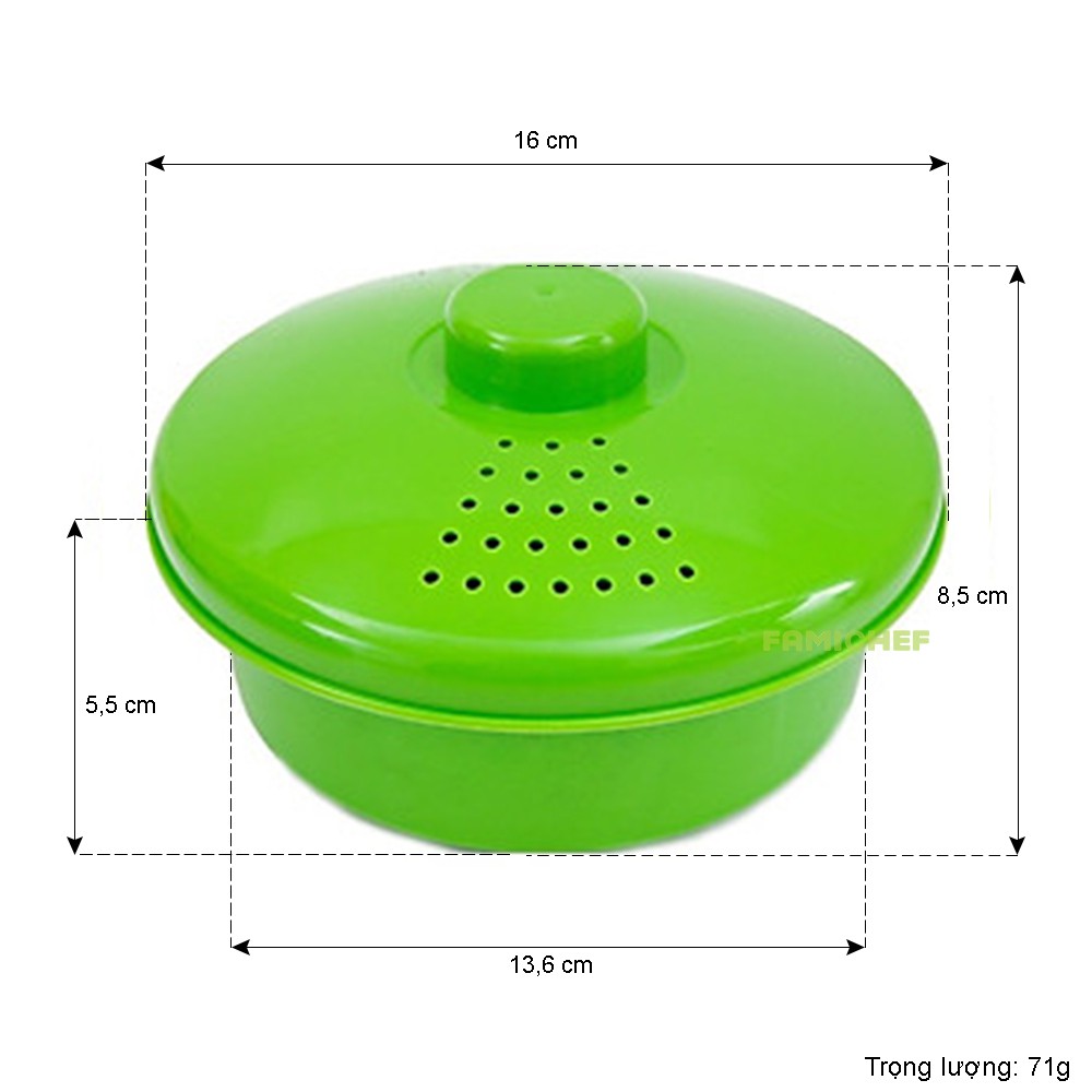 Bộ 3 thố luộc rau quả trong lò vi sóng Tashuan TS3535 - Màu ngẫu nhiên