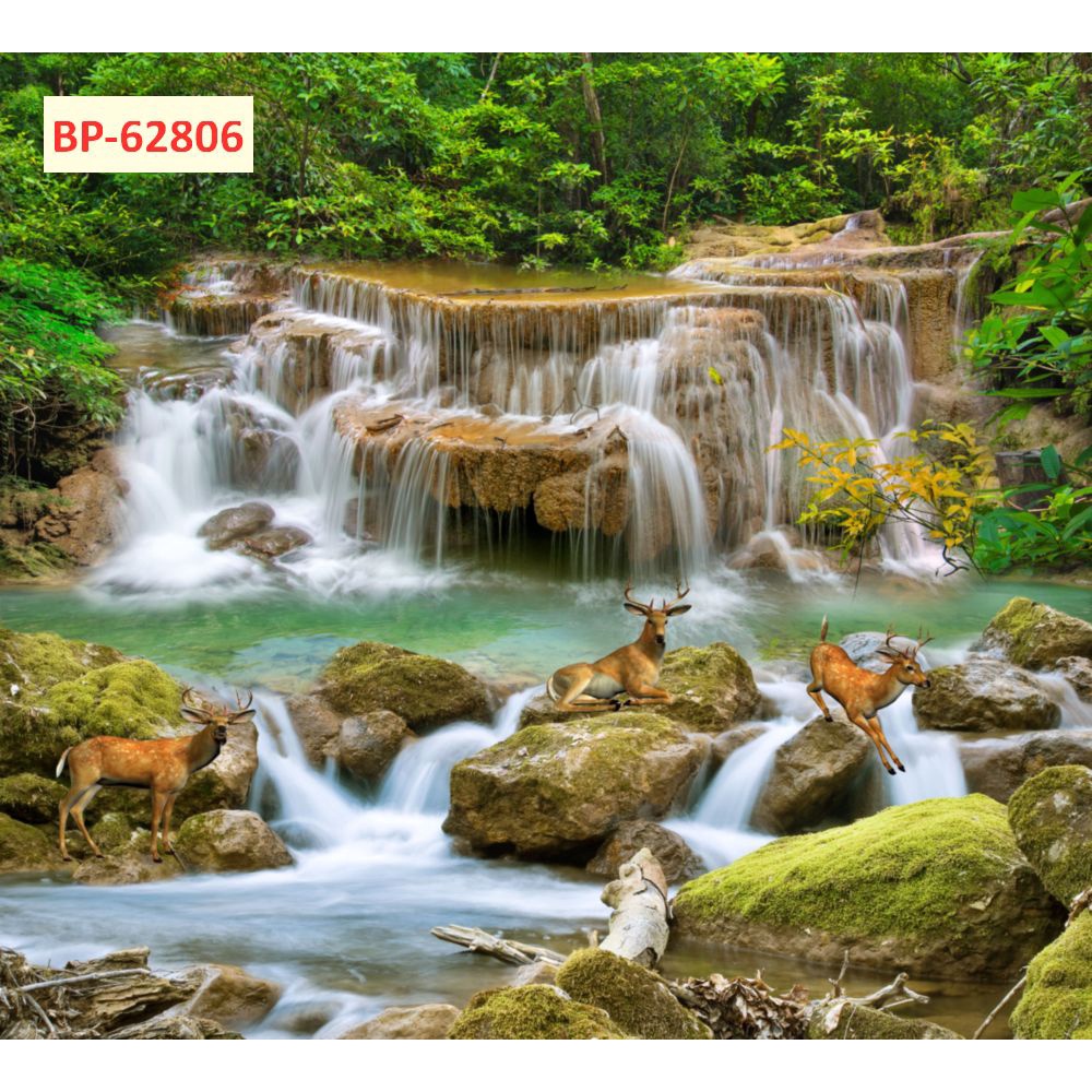 Tranh phong cảnh thác nước thiên nhiên tươi đẹp 3D