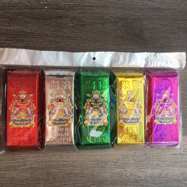 Thỏi vàng Thần Tài giấy ngũ sắc cúng Thần tài