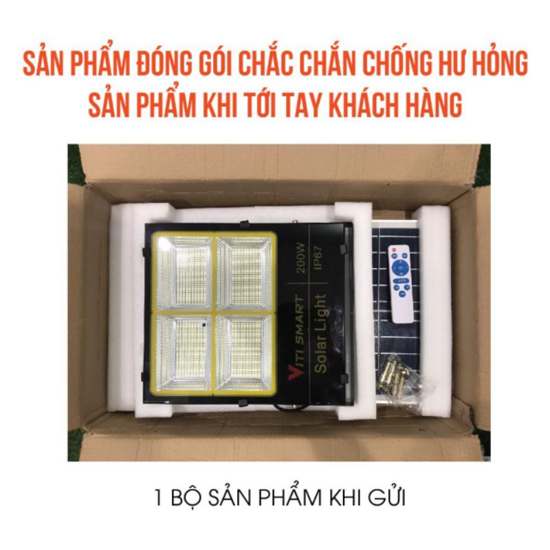 Đèn pha led năng lượng mặt trời 200w 4 khoang siêu sáng