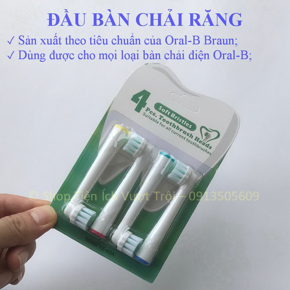 Bộ 4 đầu bàn chải răng dùng cho máy Oral-B Braun, bàn chải điện thay thế YE-Tiện Ích Vượt Trội