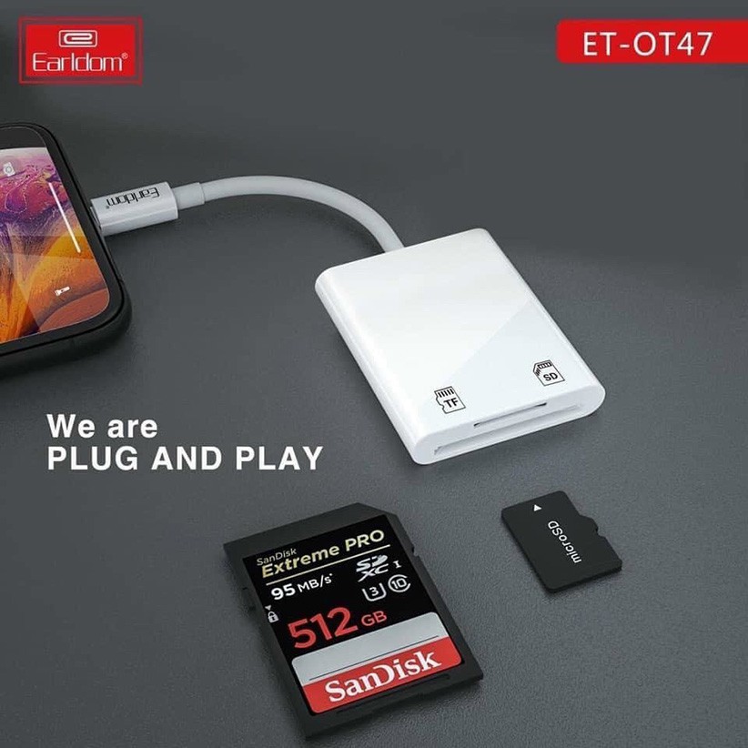 Jack/Cáp Chuyển Đổi Earldom ET-OT47 Từ Sang Đầu Lọc Thẻ Nhớ SD Hoặc Thẻ Micro Dành Cho IPtablet táo