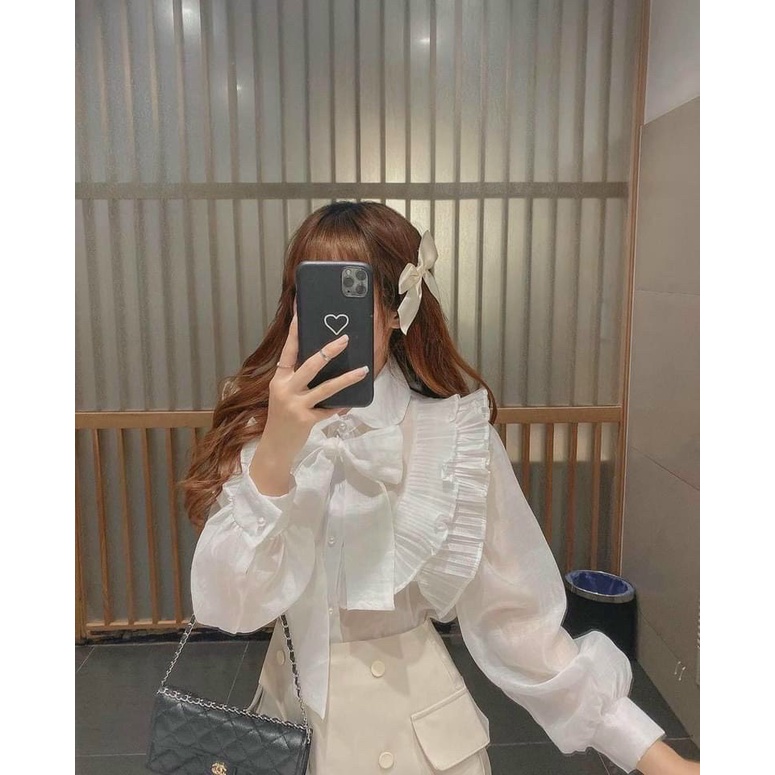 [HÀNG MỚI]  💕 Áo sơ mi tơ bèo cổ nơ tiểu thư 💕 | BigBuy360 - bigbuy360.vn