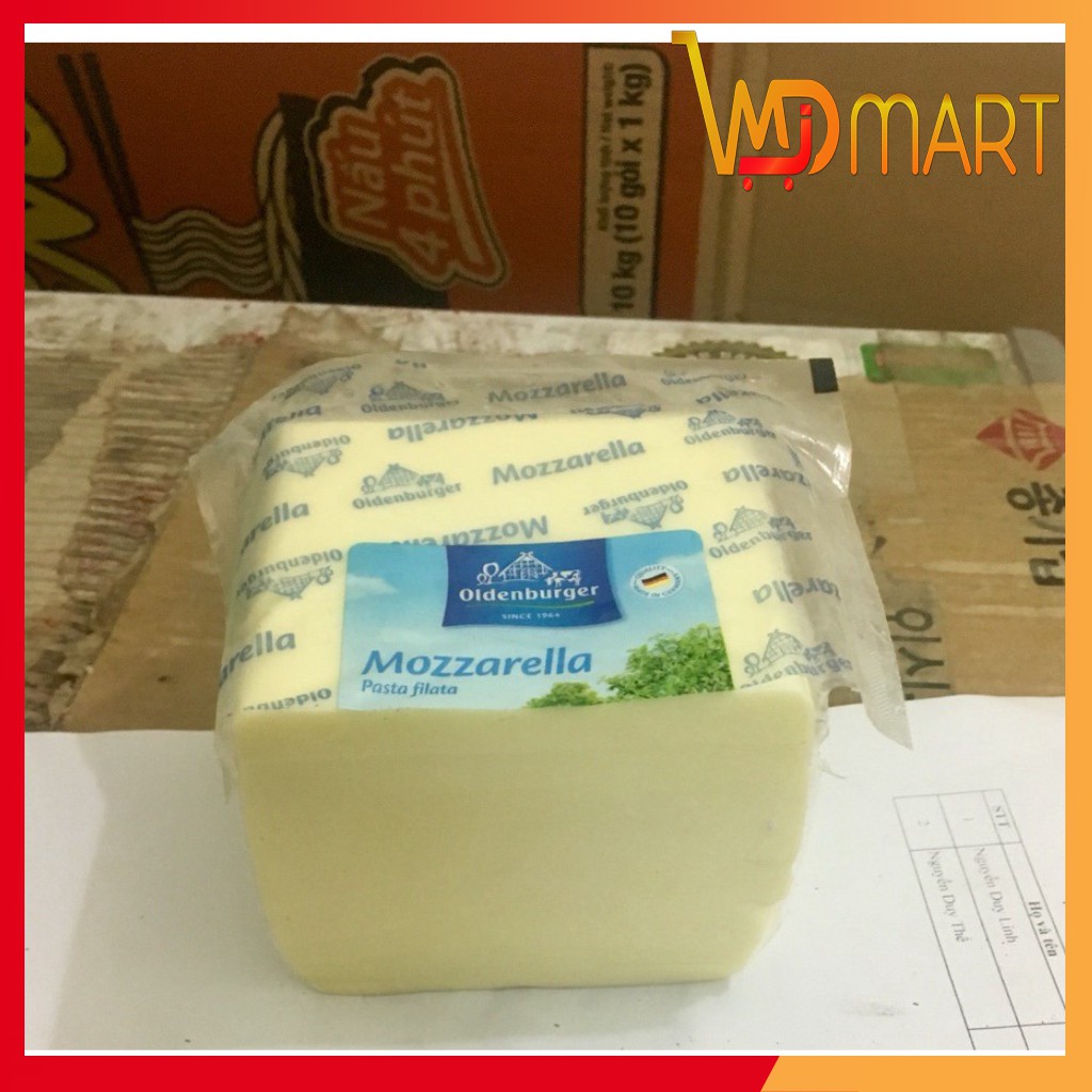 Phô mai MOZZARELLA kéo sợi Đức khối 1kg (2 khối 500g) dùng làm pizza, hotdog, ...