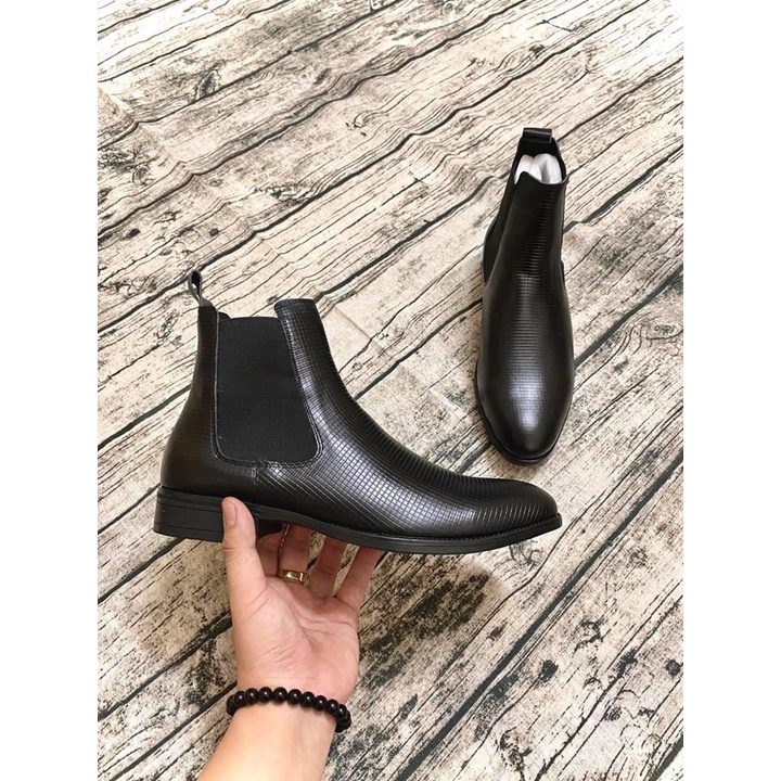 [ Hàng Cao Cấp ] Chelsea Boots Da Bò Dập Vân