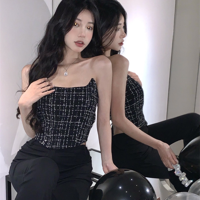 Áo Ống Sọc Ca Rô Vạt Xéo Quyến Rũ
