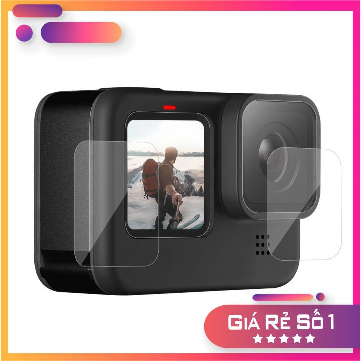 Kính cường lực Gopro 9  Độ cứng 9H  Cường lực cho  máy quay Gopro hero 9 black - Case chống nước - Ốp silicon- Nắp sạc