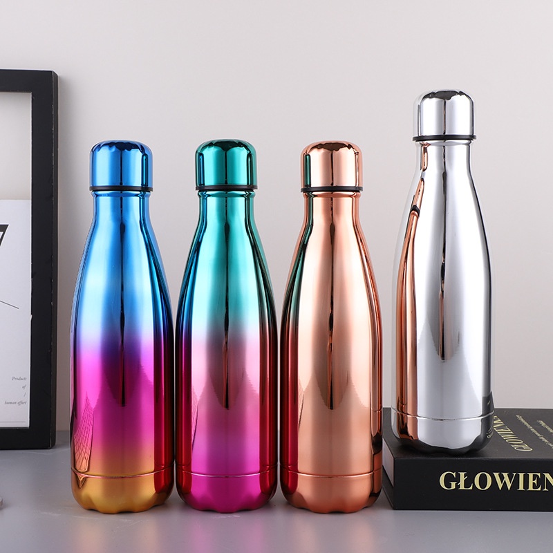 Binh giữ nhiệt dạng chai Inox 304 thép không gỉ 500ml mạ màu ombre KinoShop