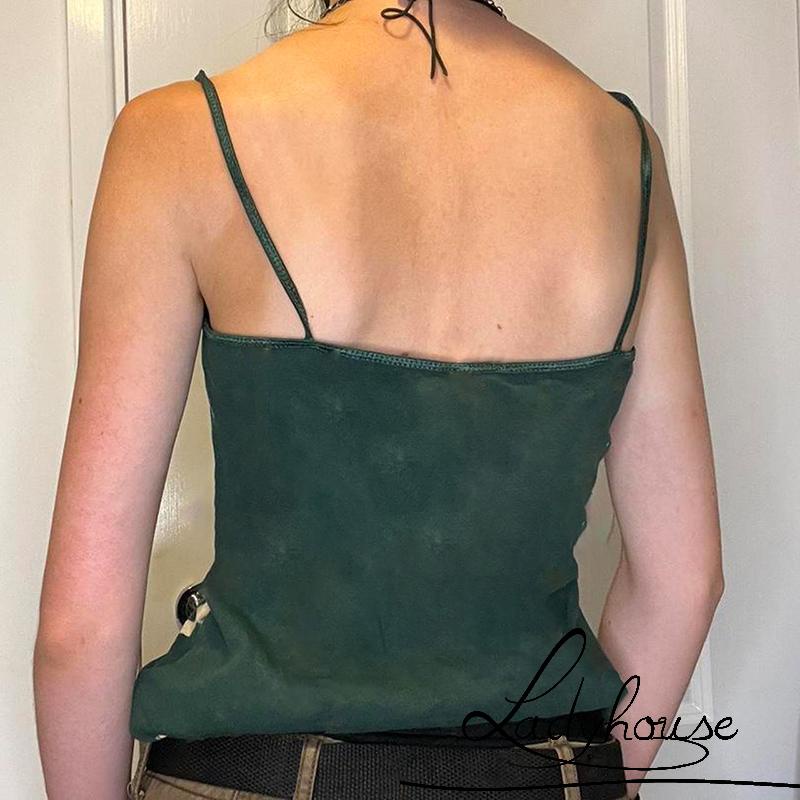 Áo Thun Hai Dây Hở Lưng Dáng Ôm In Họa Tiết Ngôi Sao Thời Trang Mùa Hè Cho Nữ