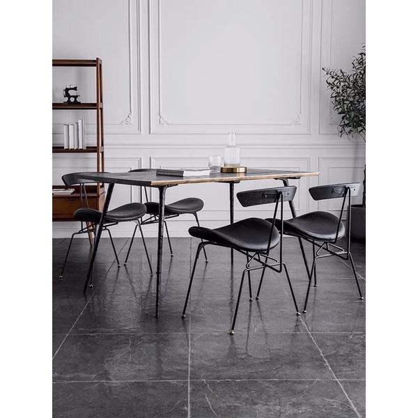 Ghế ăn phòng khách Dinning Chair phong cách retro - Ghế da công nghiệp Bắc Âu