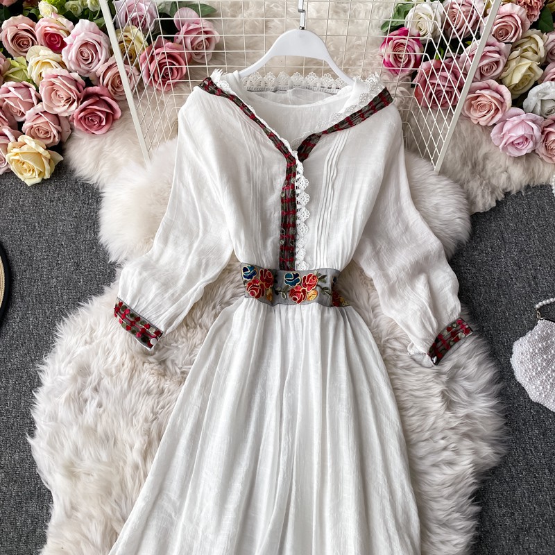 Vát matxi tay loe form xòe rộng phối ren bên trong, hàng thiết kế bohemian boho | BigBuy360 - bigbuy360.vn