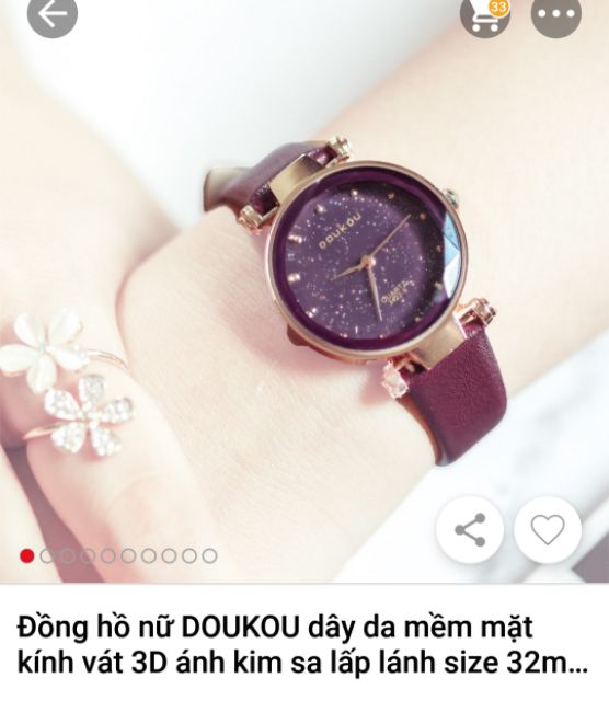 Đồng hồ nữ thương hiệu doukou dây da mềm mặt viền khối 3D size 32mm | BigBuy360 - bigbuy360.vn