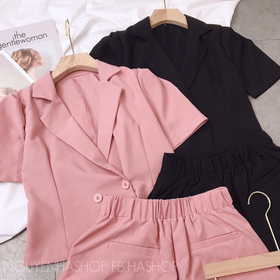 Set bộ áo vest kèm quần ngắn thời trang