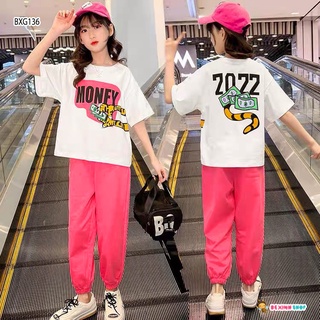 Set áo in hổ quần jogger thể thao năng động cho bé gái