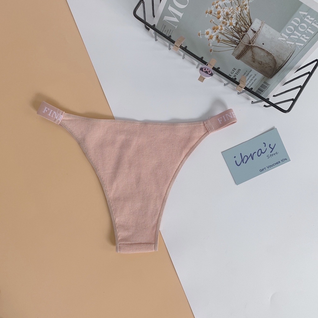 iBRA's Store Quần lót lọt khe nữ sexy dây hông cotton trơn thoáng khí Đồ lót cạp thấp gợi cảm vải mềm mại thoáng khí