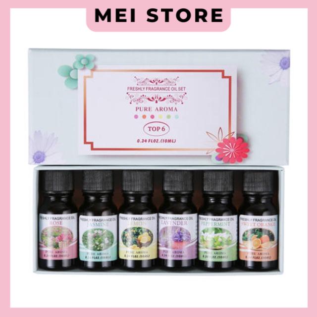 Hộp 6 Chai Tinh Dầu Thơm PURE AROMA Dịu Nhẹ Thiên Nhiên Nguyên Chất