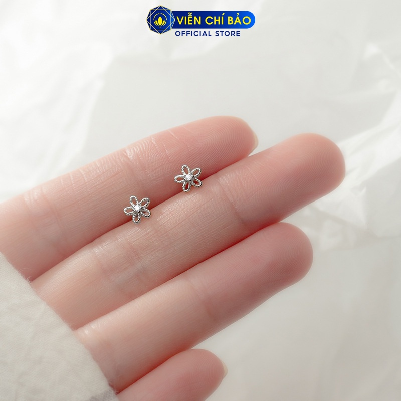 Bông tai bạc nữ hoa nhỏ chất liệu bạc 925 thời trang phụ kiện trang sức Viễn Chí Bảo B400324