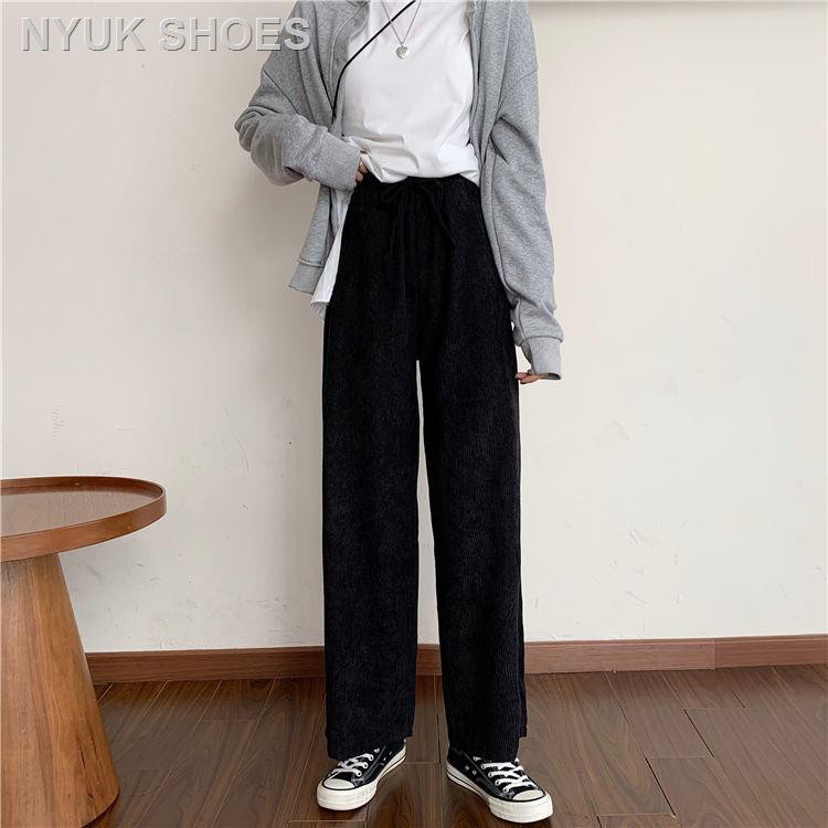 【Buy one get one free】 Wide and thin velvet long pants, high waistline velvet fabric, thick fit