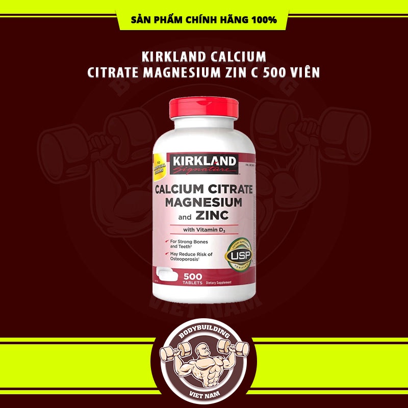 KIRKLAND CALCIUM CITRATE MAGNESIUM ZIN C 500 VIÊN Hỗ trợ xương khớp Mỹ