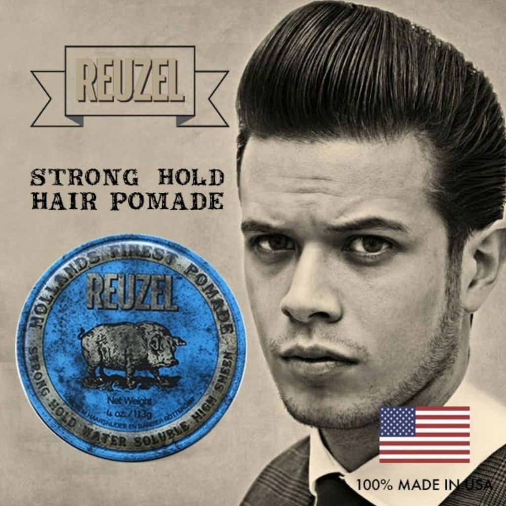 Sáp Vuốt Tóc Reuzel Blue Pomade - Strong Hold Chính Hãng - Pomade Heo Xanh Dương