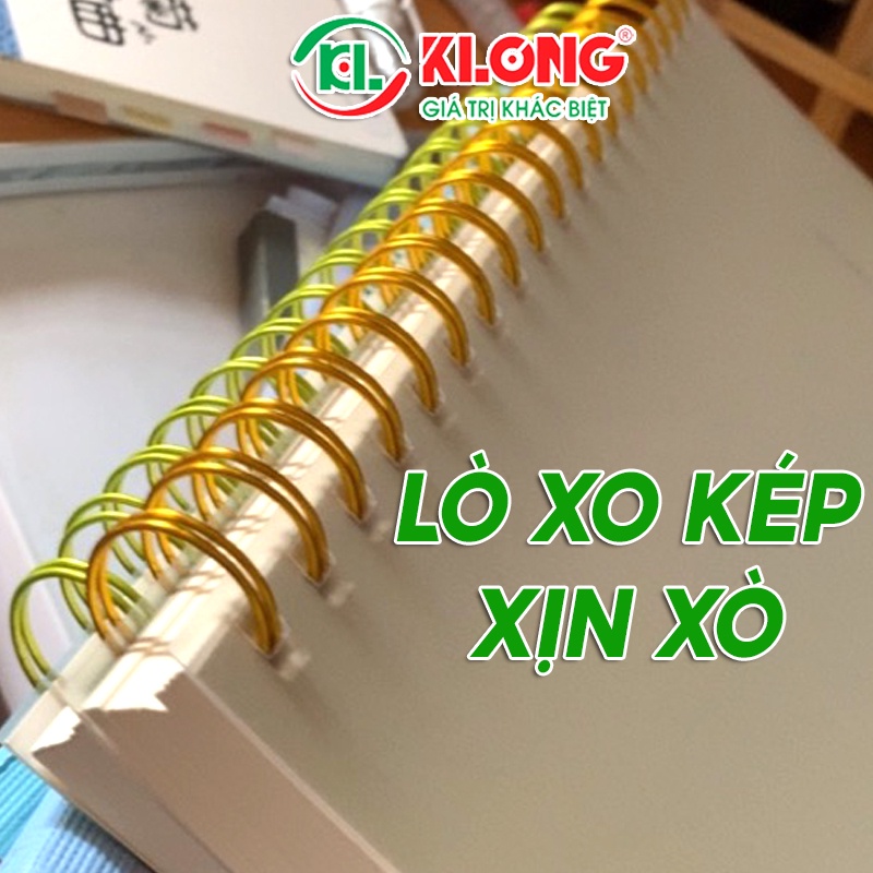 Sổ / Vở lò xo kép Caro, Kẻ Ngang, Dot Grid Klong B5 bìa nhựa 80 / 120 / 200 trang đủ loại