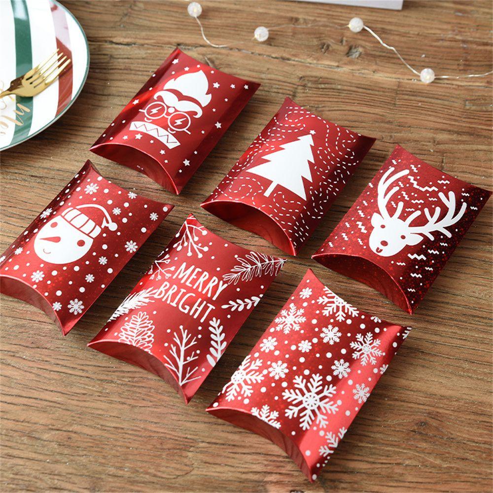 Hộp Đựng Kẹo Hình Gối Màu Đỏ Dùng Trang Trí Tiệc Giáng Sinh Năm Mới