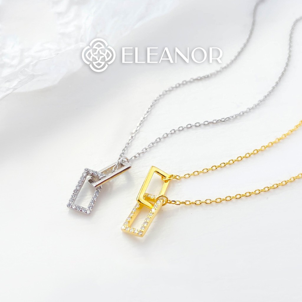 Dây Chuyền Bạc Nữ Eleanor Mặt Hình Vuông Nối Đính Đá Zircon Sang Trọng, Nữ Tính