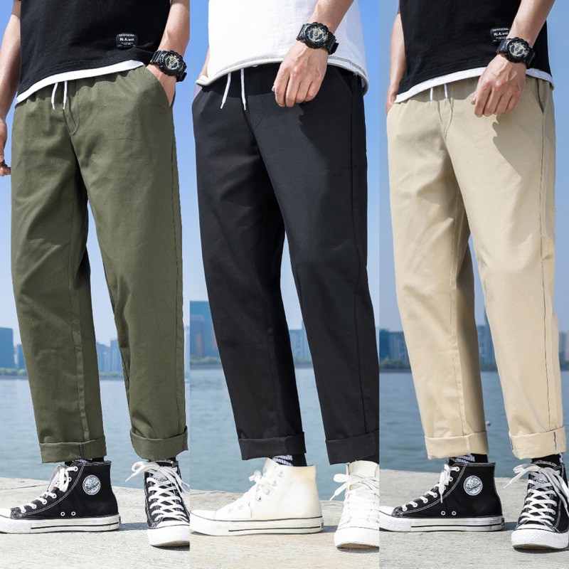 Quần Dài Màu Đen Lưng Thun Co Giãn Tốt Cỡ Lớn S-8xl Thời Trang Hàn Quốc Cao Cấp Cho Nam