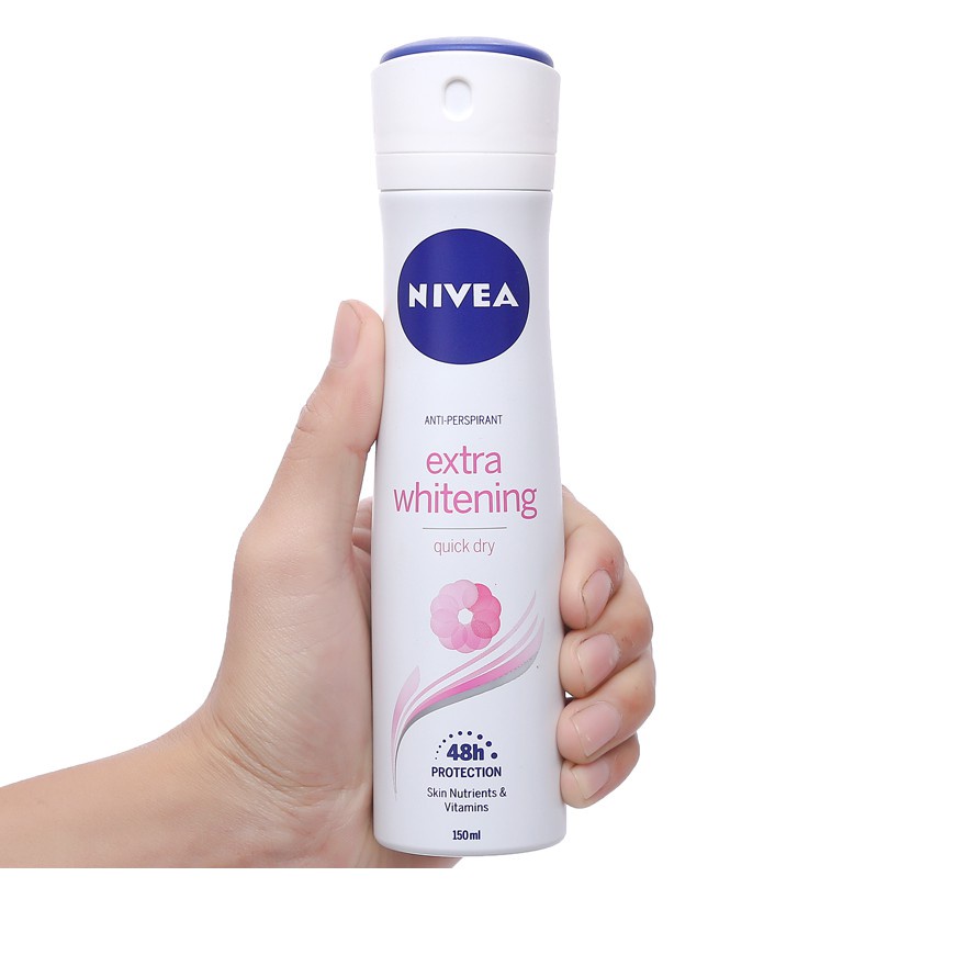 Xịt khử mùi NIVEA Extra Whitening dành cho nữ - Chai 150ml