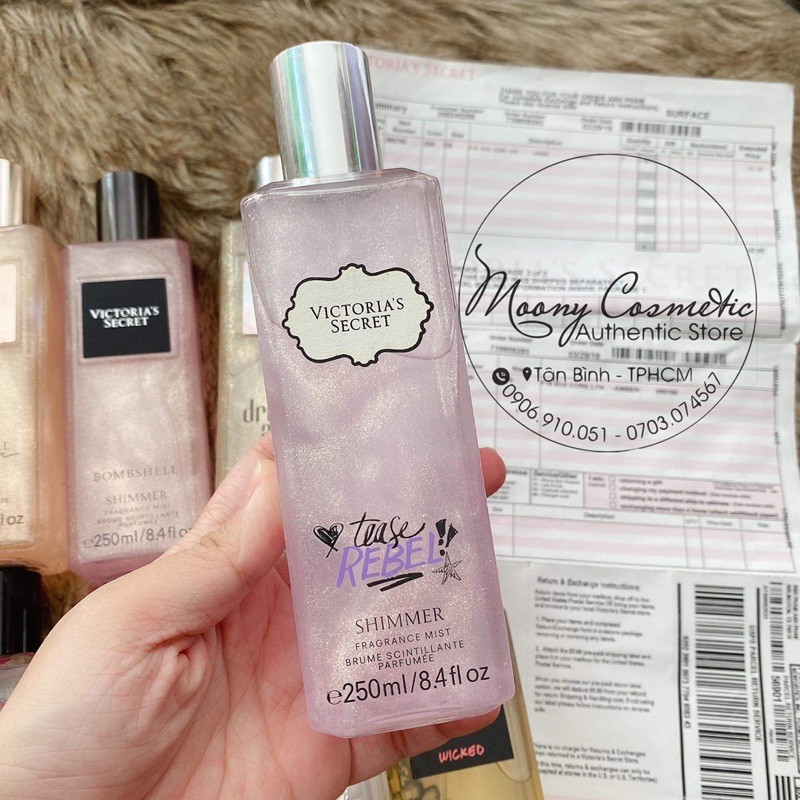 Xịt thơm toàn thân - Body Mist nhà Victoria's Secret dòng nước hoa cao cấp nhũ250ml Very sexy/Bombshell/Tease