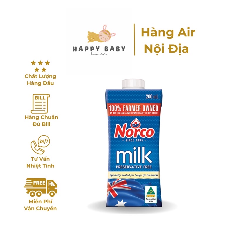 Sữa tươi Norco Úc 200ml (Date T12/2022)