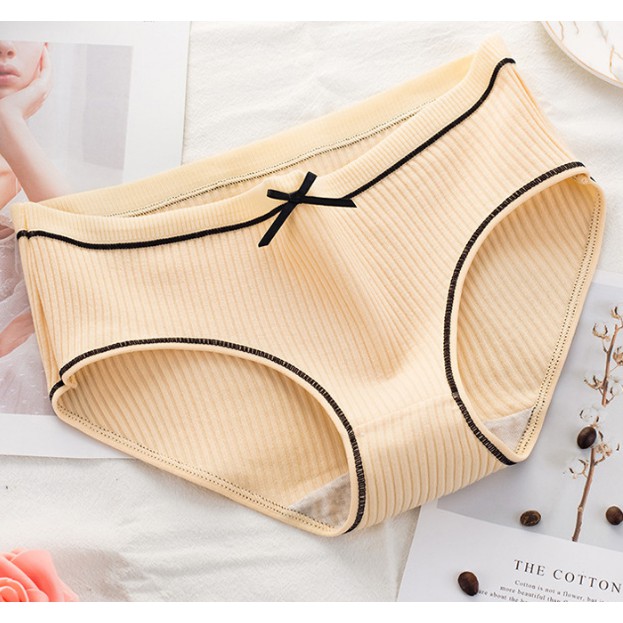 Quần lót Cotton nữ gân tăm phối nơ xinh ngẫu nhiên màu kháng khuẩn thoáng mát QL03NN | BigBuy360 - bigbuy360.vn