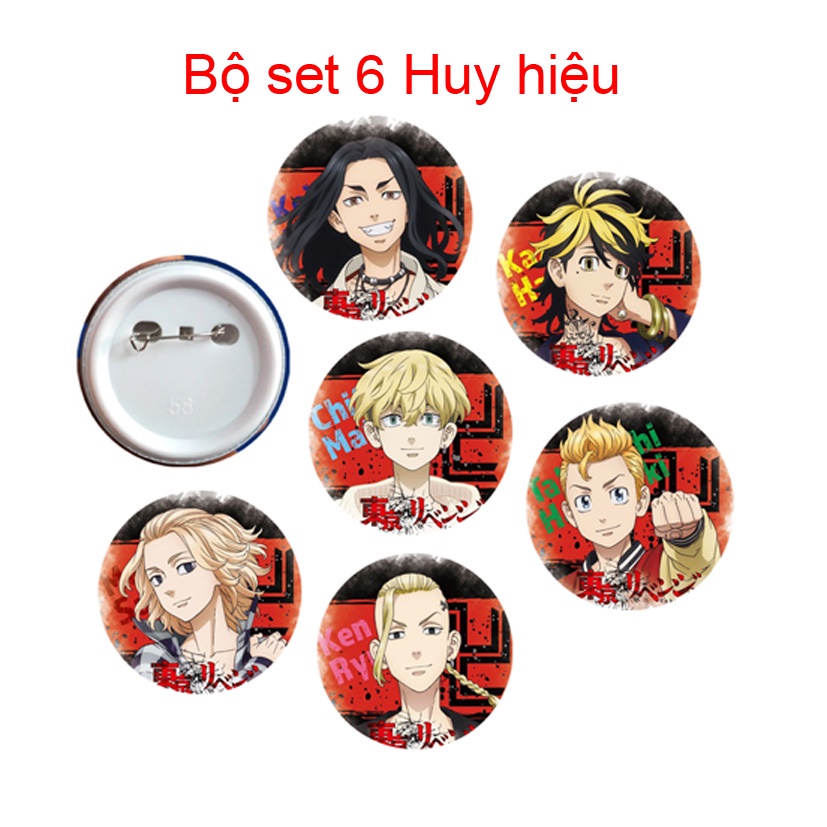 Huy Hiệu / Pin anime Tokyo Revengers ( Set 6 cái huy hiệu)